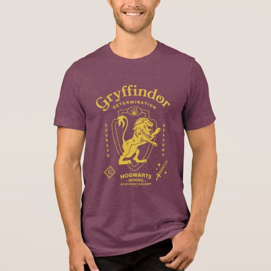 GRYFFINDOR™ 決意 勇気 勇敢 紋章 トライブレンドTシャツ (正面)