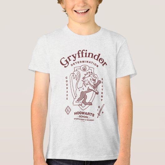 GRYFFINDOR™ 決意 勇気 勇敢 紋章 トライブレンドＴシャツ (正面)