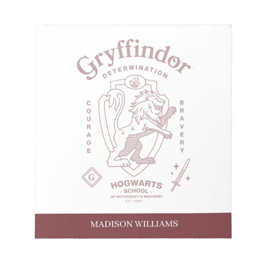 GRYFFINDOR™ 決意 勇気 勇敢 紋章 ノートパッド (正面)