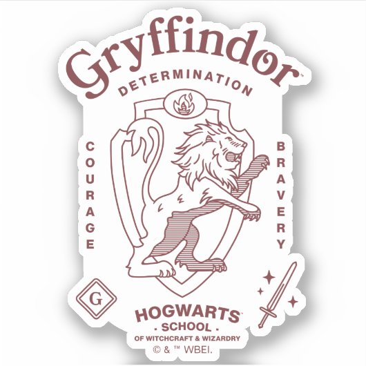 GRYFFINDOR™ Determination Courage Bravery Crest シール (正面)