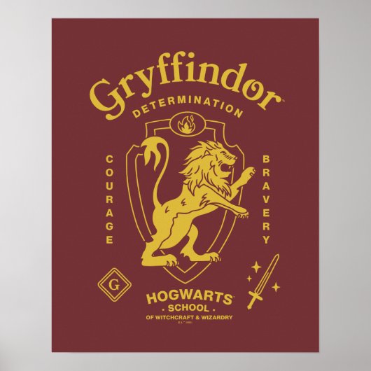 GRYFFINDOR™ Determination Courage Bravery Crest ポスター (正面)