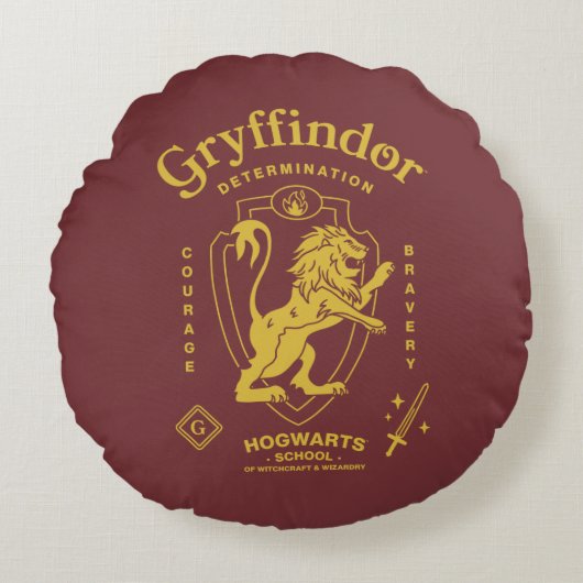 GRYFFINDOR™ Determination Courage Bravery Crest ラウンドクッション (正面)