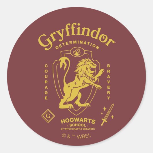 GRYFFINDOR™ Determination Courage Bravery Crest ラウンドシール (正面)