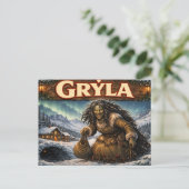 Gryla Icelandic yule lad postcard ポストカード (スタンド正面)