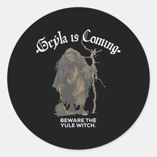 Gryla Is Coming Beware The Yule Witch Icelandic Ch ラウンドシール (正面)