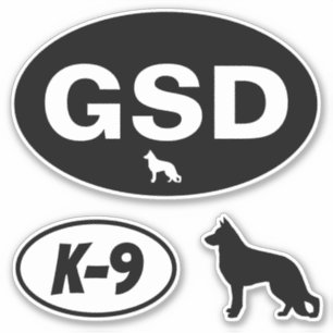 GSDのジャーマン・シェパード犬K-9の楕円形のステッカーセット シール