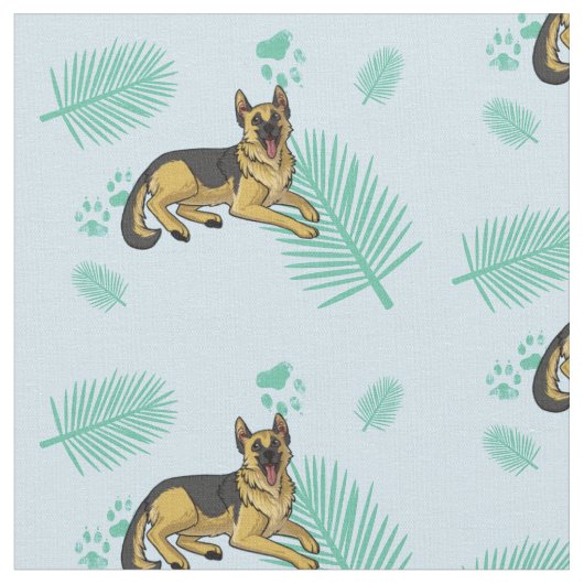 gsdの青のやし ファブリック (クローズアップ)