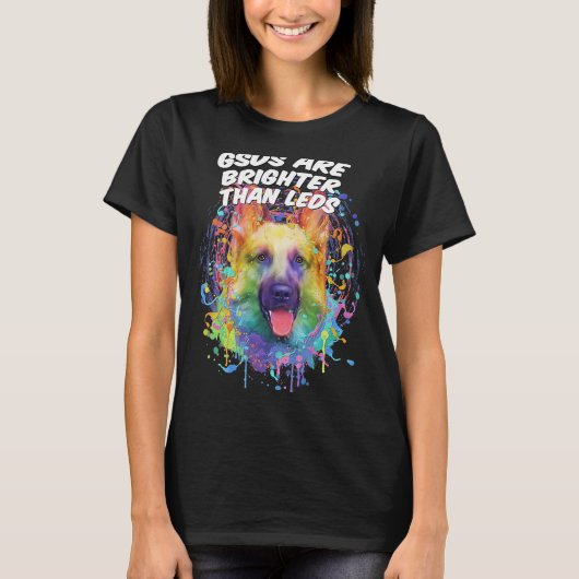 GSDはLEDのドイツの羊飼い動物よりも明るい Tシャツ (正面)