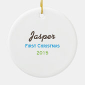 GSDサックパピー初めてのクリスマスパーソナライズされた セラミックオーナメント (裏面)