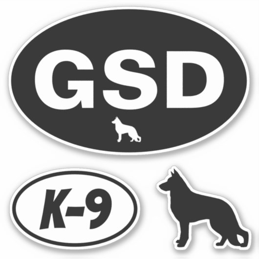 GSDドイツ羊飼い犬K-9オーバルシールセット シール (正面)