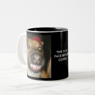 GSDドッおもしろいクこれはコーヒーの前に私の顔であるおもしろい ツートーンマグカップ