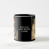 GSDドッおもしろいクこれはコーヒーの前に私の顔であるおもしろい ツートーンマグカップ (中央)
