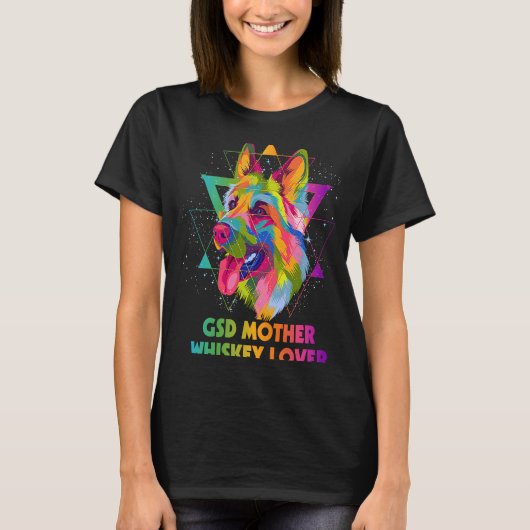 GSDマザーウイスキー羊飼い動物 Tシャツ (正面)