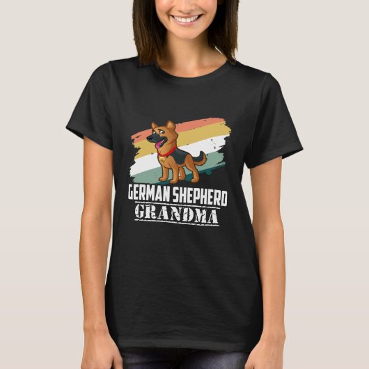 GSD119 – ドイツの羊飼いおばあちゃん Tシャツ (正面)