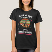 GSD131 - Just A Girl Love German Shepherd Vin Tシャツ (正面)
