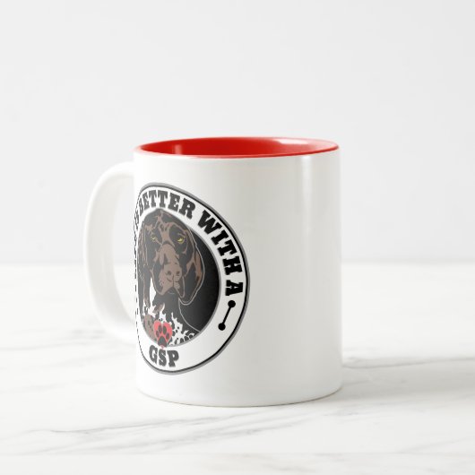 GSPの犬種の方が人生は良い ツートーンマグカップ (正面左)