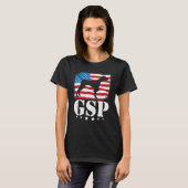 GSPドイツ短縮型ポインタ米国国旗Dog B Tシャツ (正面フル)