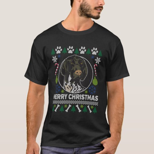 Gspドイツ語ショートポインタMerry Christmas Ugl Tシャツ (正面)