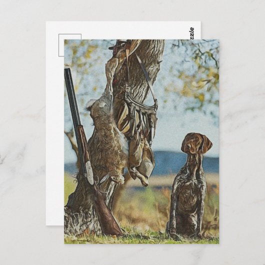 GSP付きウサギ狩り ポストカード (正面/裏面)