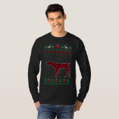 GSP赤い格子柄のバッファローおもしろい醜いクリスマスセーター Tシャツ (正面フル)