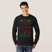 GSP赤い格子柄のバッファローおもしろい醜いクリスマスセーター Tシャツ (正面フル)