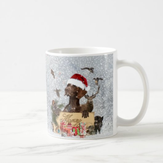 Gsp、犬のクリスマス コーヒーマグカップ (右)