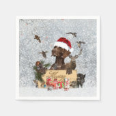 Gsp、犬のクリスマス スタンダードカクテルナプキン (正面)