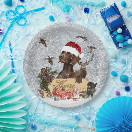 Gsp、犬のクリスマス ペーパープレート (パーティー)
