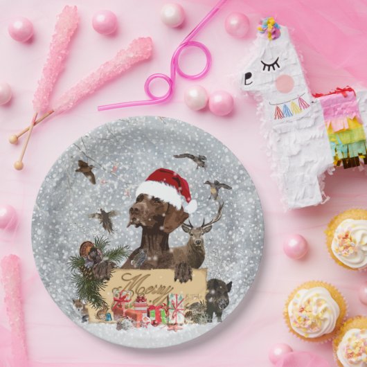 Gsp、犬のクリスマス ペーパープレート (パーティー)
