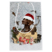 Gsp、犬のクリスマス ミディアムペーパーバッグ (正面)