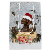 Gsp、犬のクリスマス ミディアムペーパーバッグ (裏面)