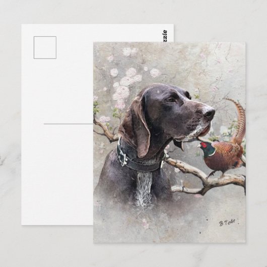 GSP Hunting Art – Precision, Passion, and Pheasant ポストカード (正面/裏面)