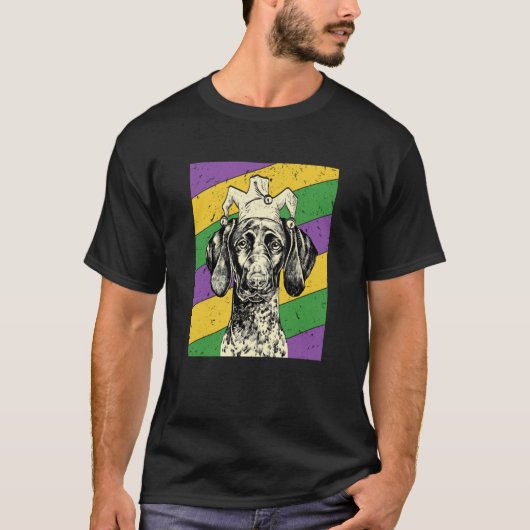 GSP Jester Mardi Gras Dog Mom or Dad Tシャツ (正面)