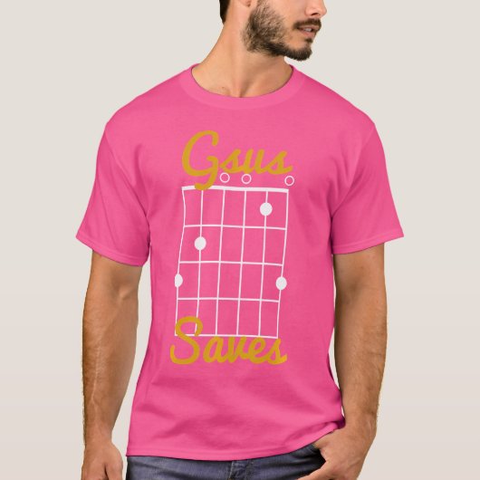 Gsus -救 Jesus おもしろい Christian Guitar Player G Tシャツ (正面)