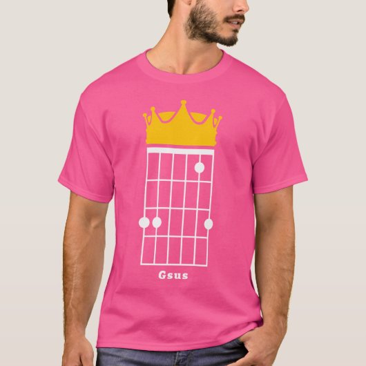Gsus Guitar Chord (Jesus)クラウン Tシャツ (正面)