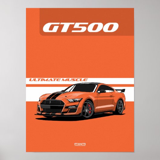GT500マッスルカーのポスター – オレンジ ポスター (正面)