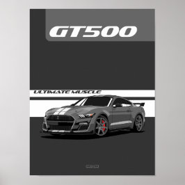 GT500マッスルカーのポスター – グレー ポスター