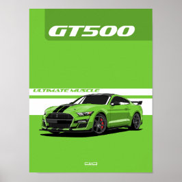 GT500マッスルカーのポスター – 緑 ポスター