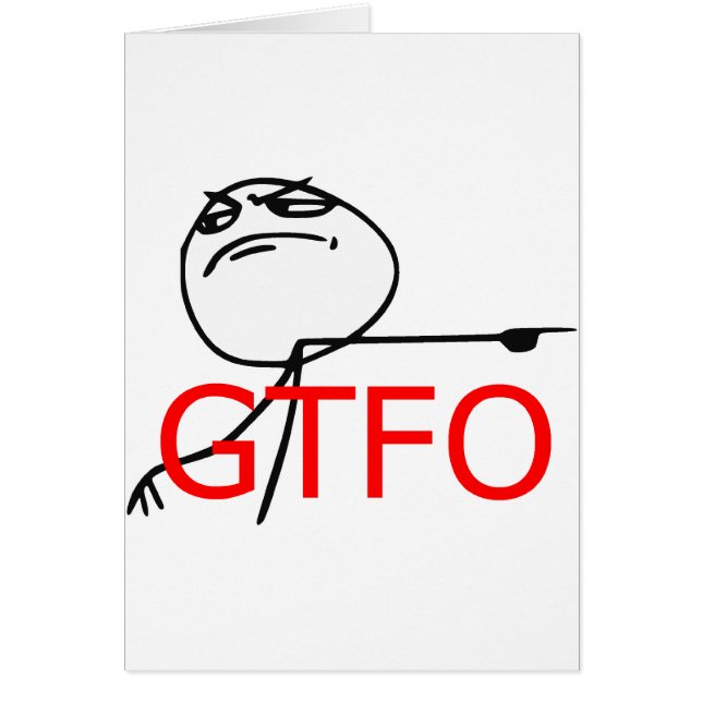 GTFOは人の激怒の顔の漫画のミームを出します (正面)