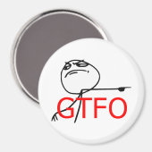 GTFOゲットガイレイジ顔漫画ミーム マグネット (正面/裏面)