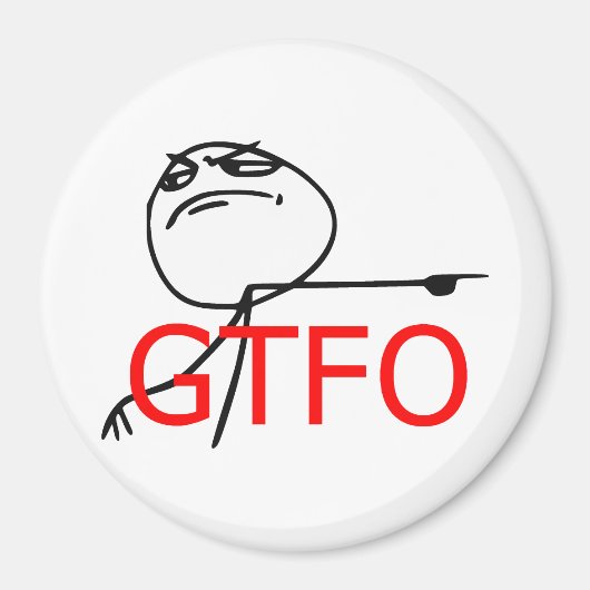 GTFOゲットガイレイジ顔漫画ミーム マグネット (正面)