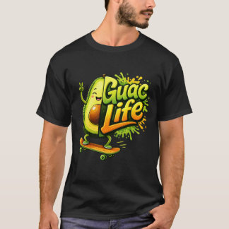Guac Life Funny Avocado Skateboard Illustration Tシャツ