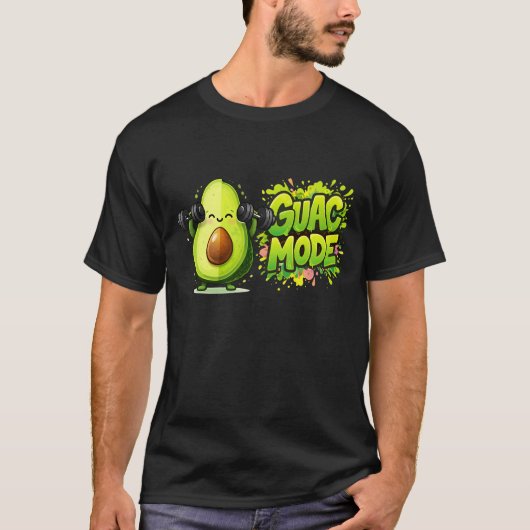 Guac Mode Funny Avocado Gym Fitness Tシャツ (正面)