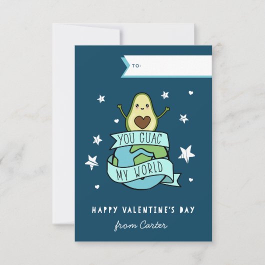 Guac My World Classroom Valentines Day Card 招待状 (正面)