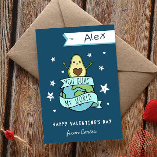 Guac My World Classroom Valentines Day Card 招待状