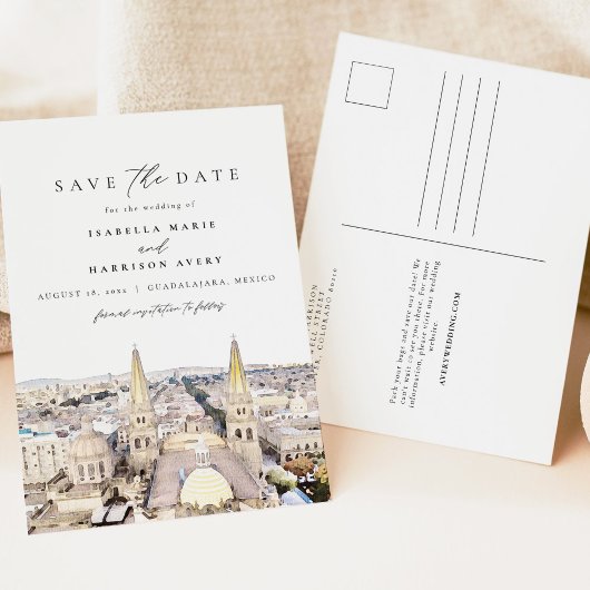 GUADALAJARA MEXICOシティスカイライン日付を保存 ポストカード