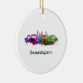 Guadalajara skyline in watercolor セラミックオーナメント (右)