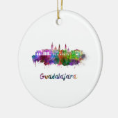 Guadalajara skyline in watercolor セラミックオーナメント (左)