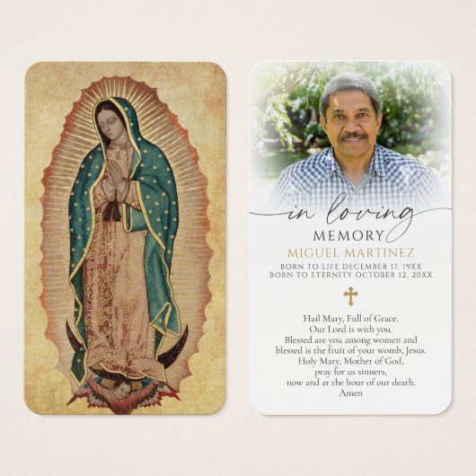 Guadalupe Funeral Catholic Photo Prayer Card (正面&裏面)