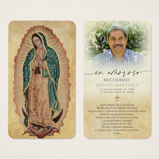 Guadalupe In Loving Memory Photo Prayer Card (正面&裏面)
